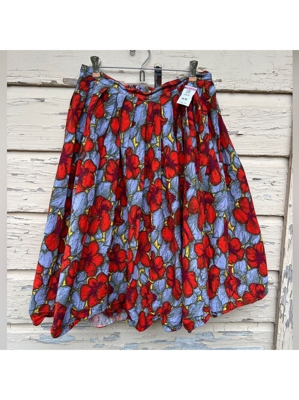H&M Cotton Floral Skater Full Pleated 50s Style Retro Rockabilly Skirt 12 - Picture 4 of 10